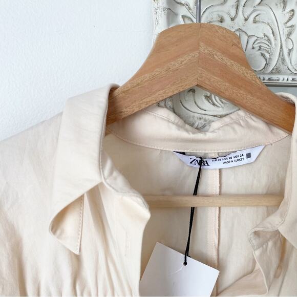 Zara Ruched Front Shirt Dress - Picture 3 of 13